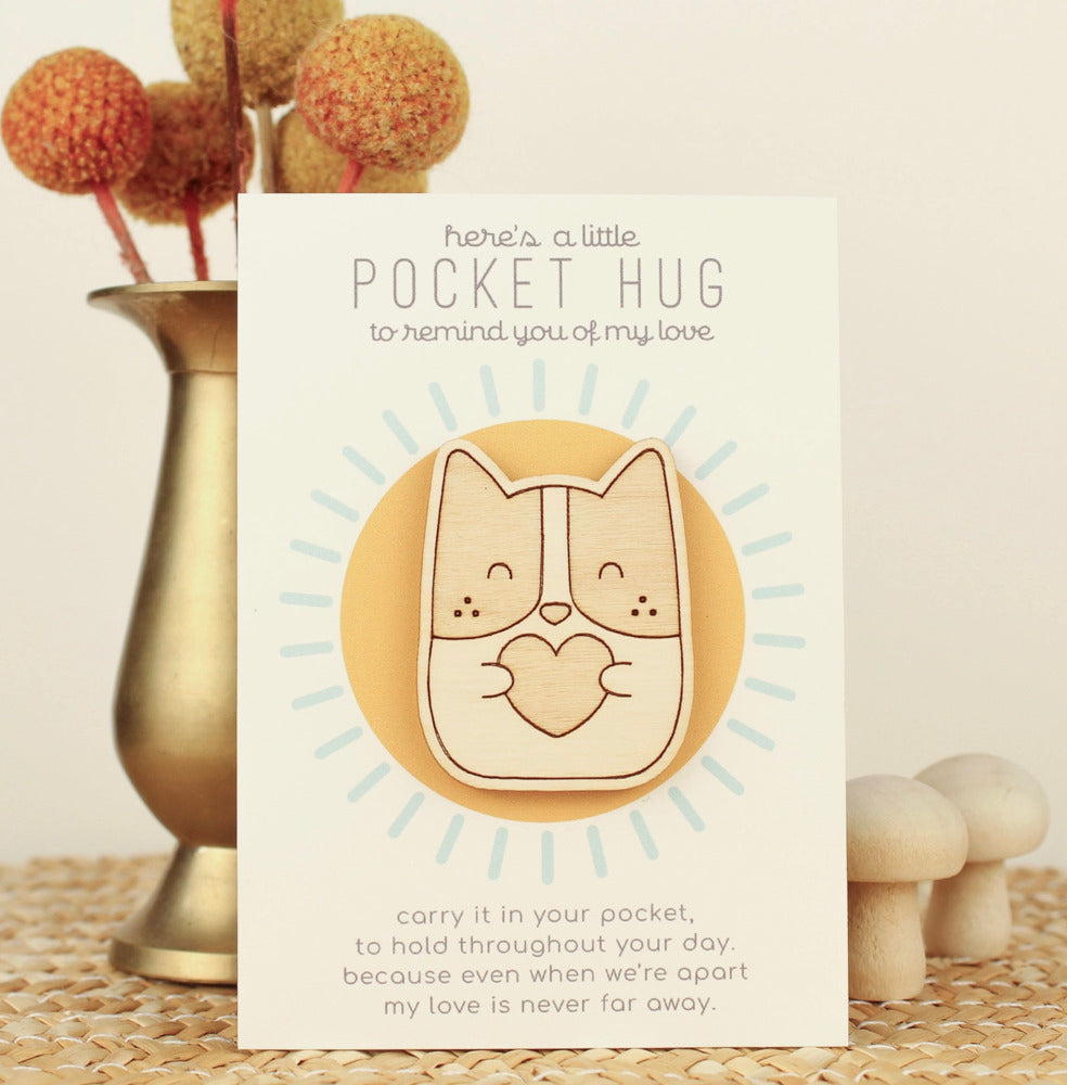 Dog Pocket Hug, Wooden Token of Love