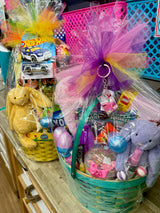 Easter Baskets wrapped in cellophane