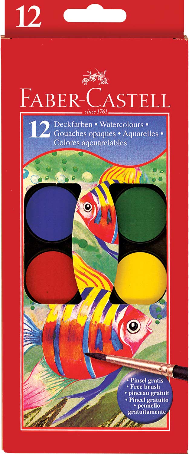 Watercolor Set with 12 Colors and Brush