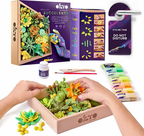 OKTO Sensory Art 3D Woodcraft "Energy" – Succulent Craft Kit