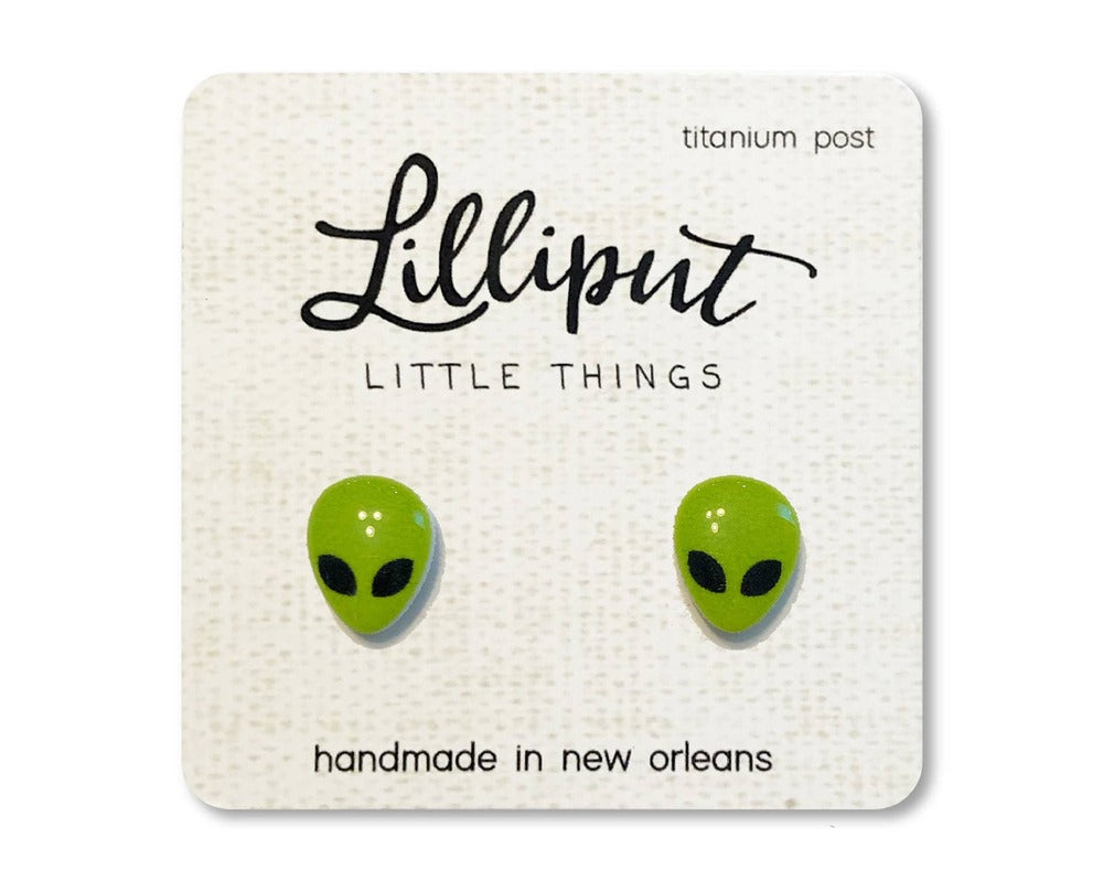 Green Alien Earrings