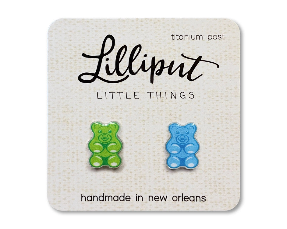 Gummy Bear Earrings - Green and Blue Lilliput Little Things