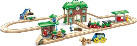 Wooden Retro Train & Station Set (DS)