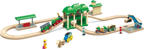 Wooden Retro Train & Station Set (DS)