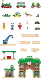 Wooden Retro Train & Station Set (DS)