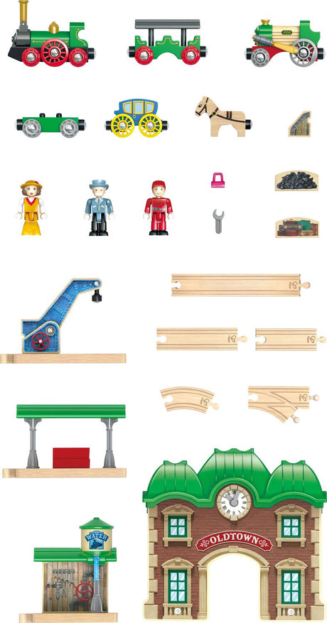 Wooden Retro Train & Station Set (DS)