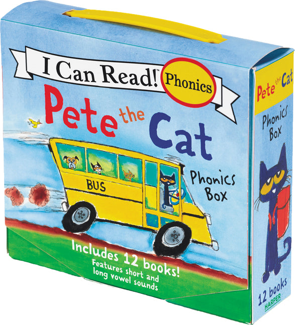 Pete the Cat 12-Book Phonics Fun!: A Box of 12 Mini-Books Featuring Short and Long Vowel Sounds