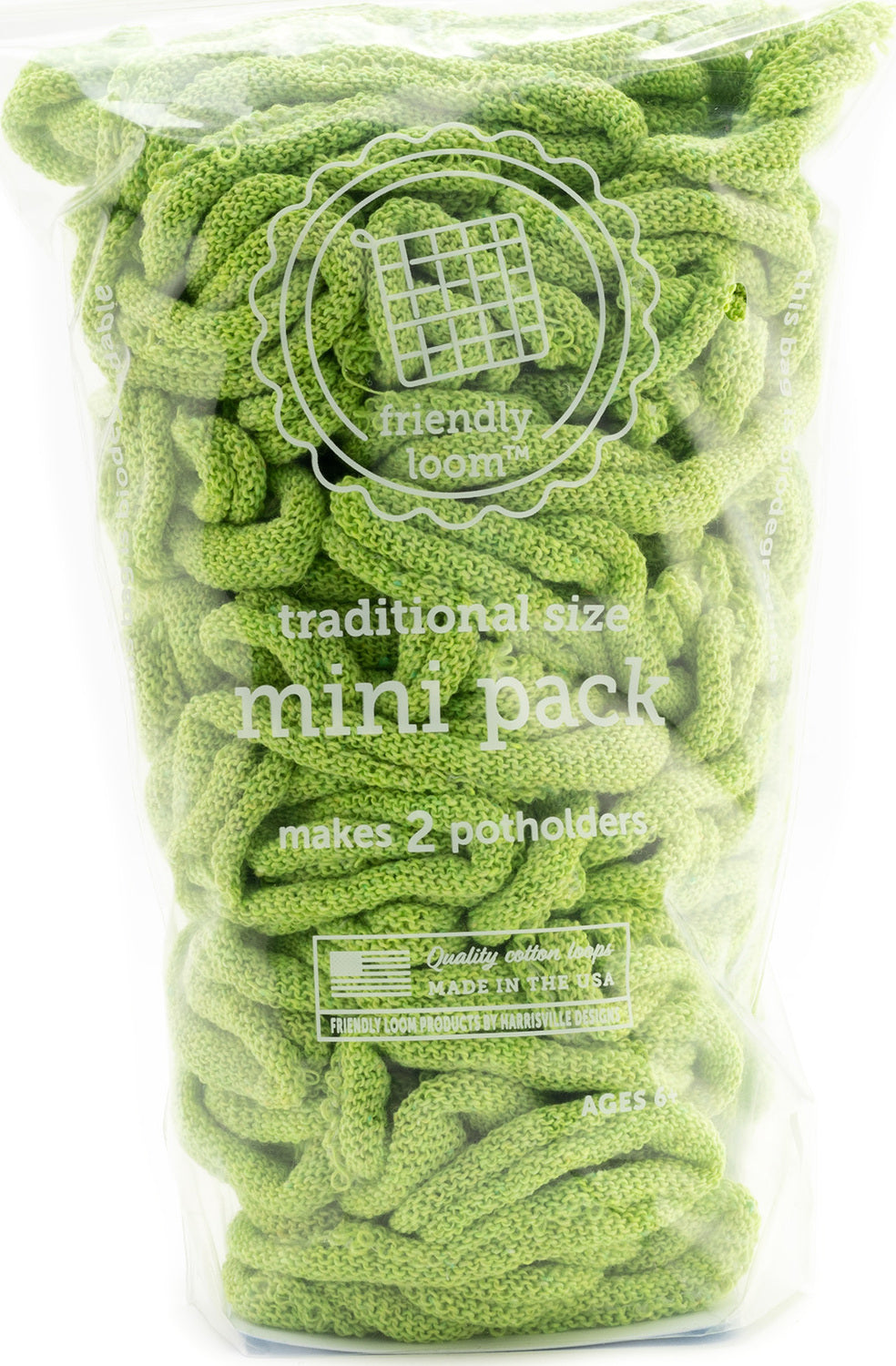 Friendly Loom Potholder Loops - Mini Pack - Lime Green (Traditional Size) Friendly Loom