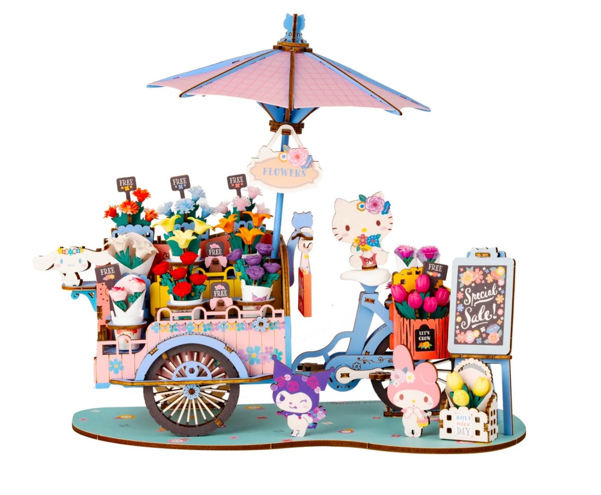 DIY 3D Wooden Puzzle - Hello Kitty Flower Cart