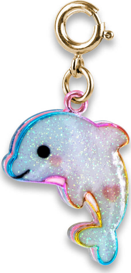 Gold Glitter Tie-Dye Dolphin Charm