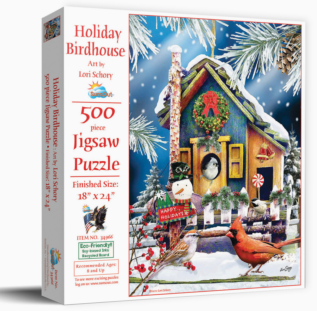 500 Piece Puzzle, Holiday Birdhouse