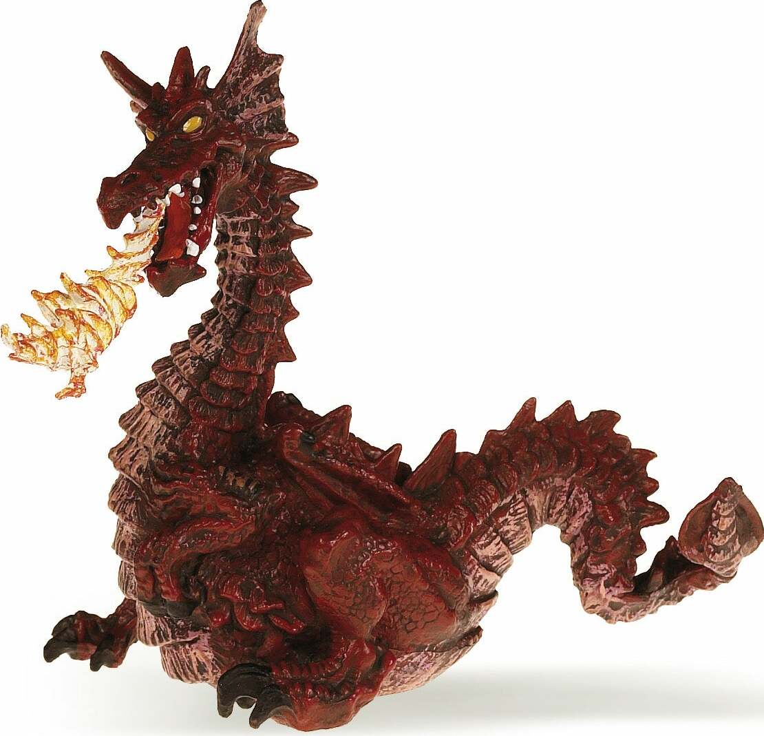 Red Dragon with Flame Figurine