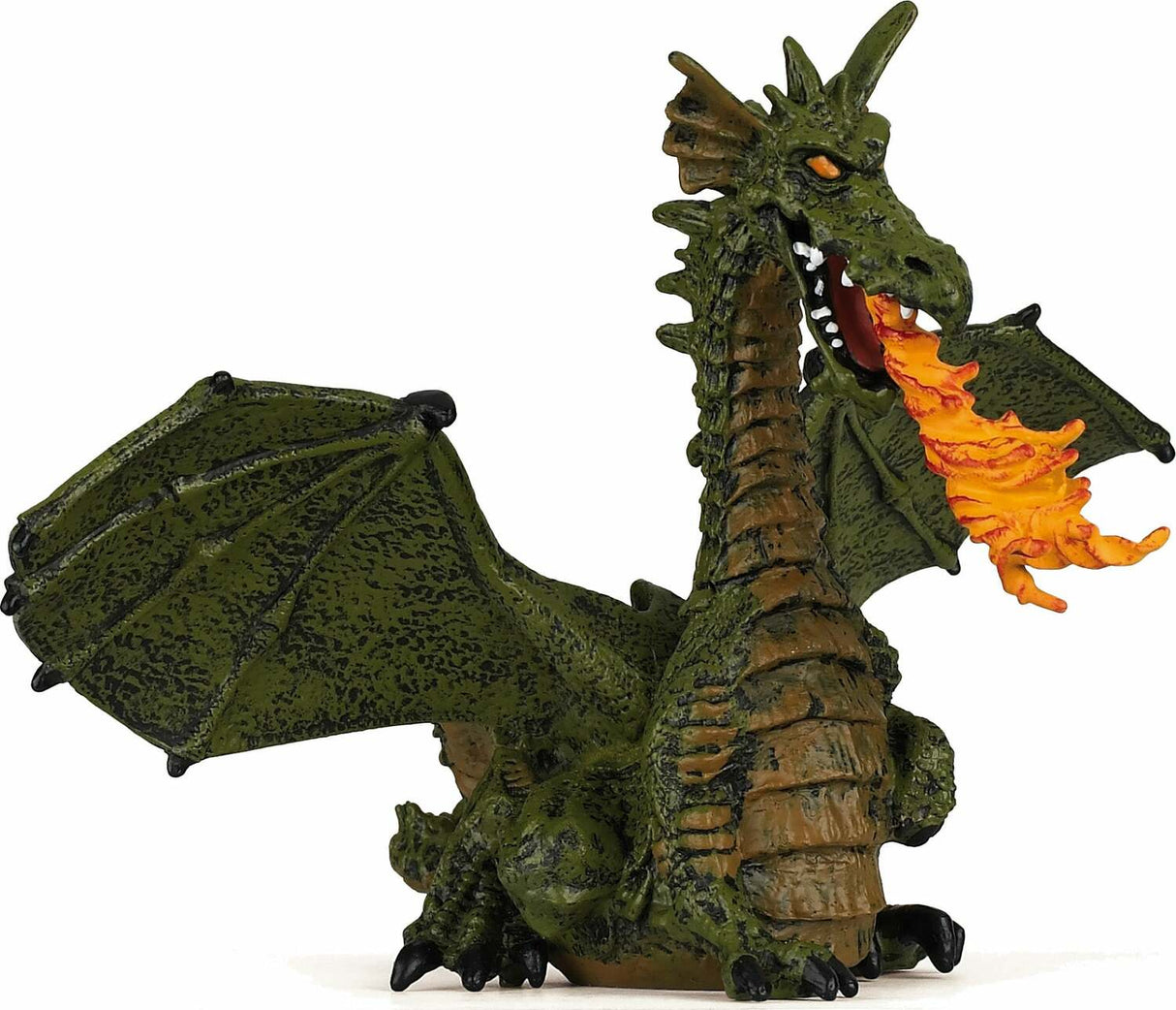 Green Winged Dragon with Flame Figurine