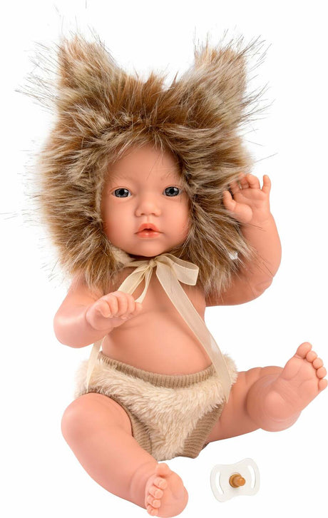 Llorens 11.8" Articulated Little Baby Doll Elijah with Lion Hood