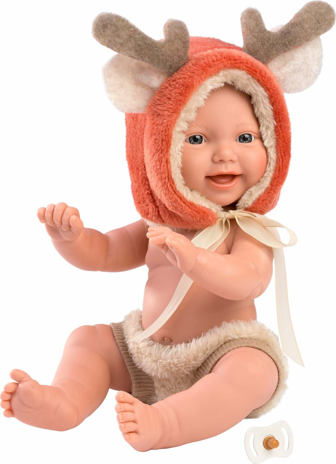 Llorens 11.8" Articulated Little Baby Doll William with Reindeer Hood