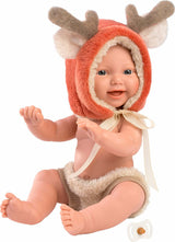 Llorens 11.8" Articulated Little Baby Doll William with Reindeer Hood