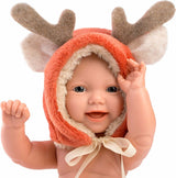 Llorens 11.8" Articulated Little Baby Doll William with Reindeer Hood