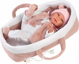 Llorens 16.5" Articulated Crying Newborn Doll Opal with Carrycot