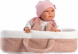 Llorens 16.5" Articulated Crying Newborn Doll Opal with Carrycot