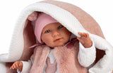 Llorens 16.5" Articulated Crying Newborn Doll Opal with Carrycot