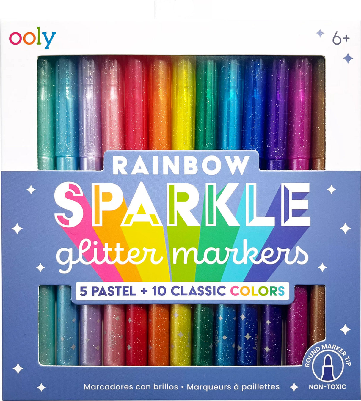 Rainbow Sparkle Glitter Markers - Set of 15