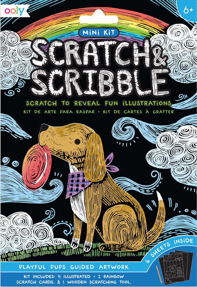 Playful Pups Scratch And Scribble Mini Scratch Art Kit