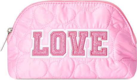 Love Heart Puffy Oval Cosmetic Bag