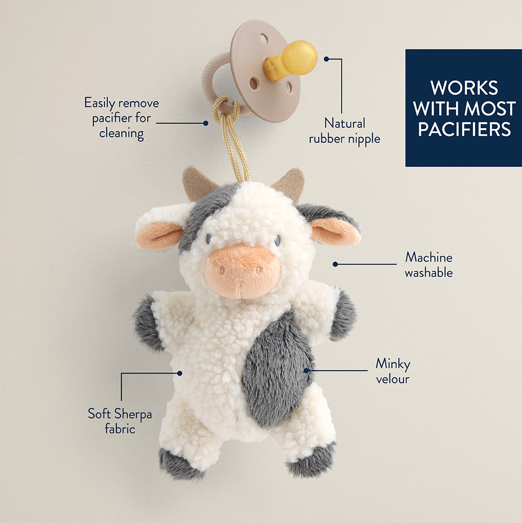 Bitzy Pal™ - Pacifier w/ Natural Rubber Nipple and Soft Cotton Lovey (Cow)