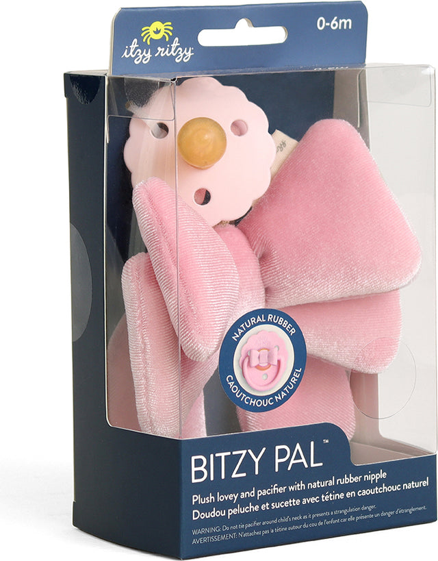 Bitzy Pal™ - Pacifier w/ Natural Rubber Nipple and Soft Cotton Lovey - Bow Itzy Ritzy