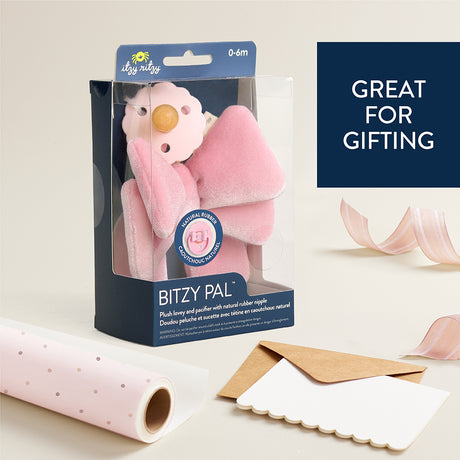 Bitzy Pal™ - Pacifier w/ Natural Rubber Nipple and Soft Cotton Lovey (Bow)