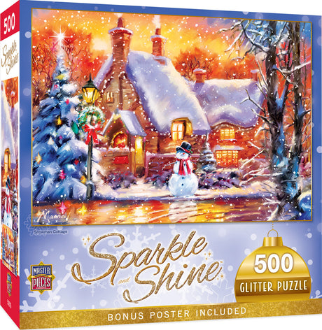 Holiday Glitter - Snowman Cottage 500 Piece Puzzle