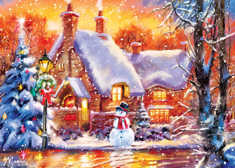 Holiday Glitter - Snowman Cottage 500 Piece Puzzle