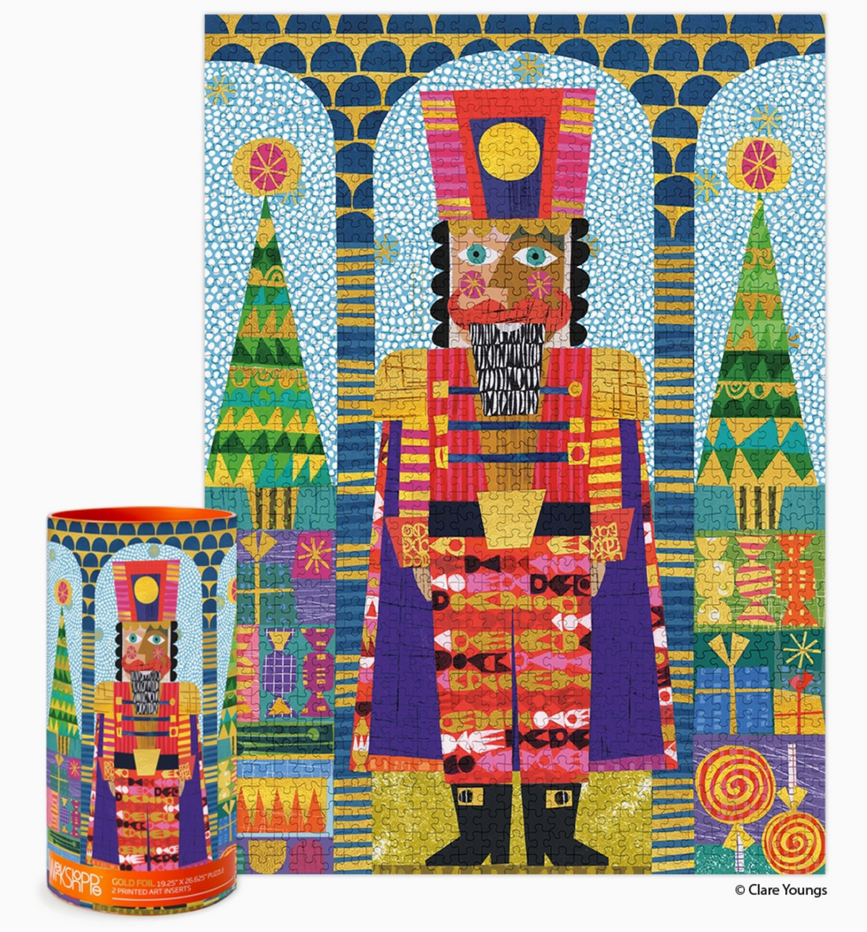 1000 Piece Puzzle, Festive Nutcracker with Gold Foil