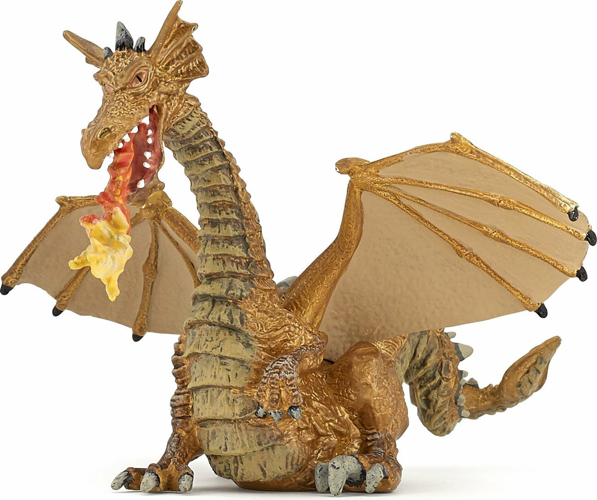 Gold Dragon with Flame Figurine