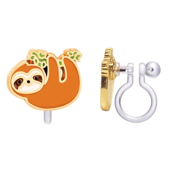 Playful Sloth Clip-On Earrings