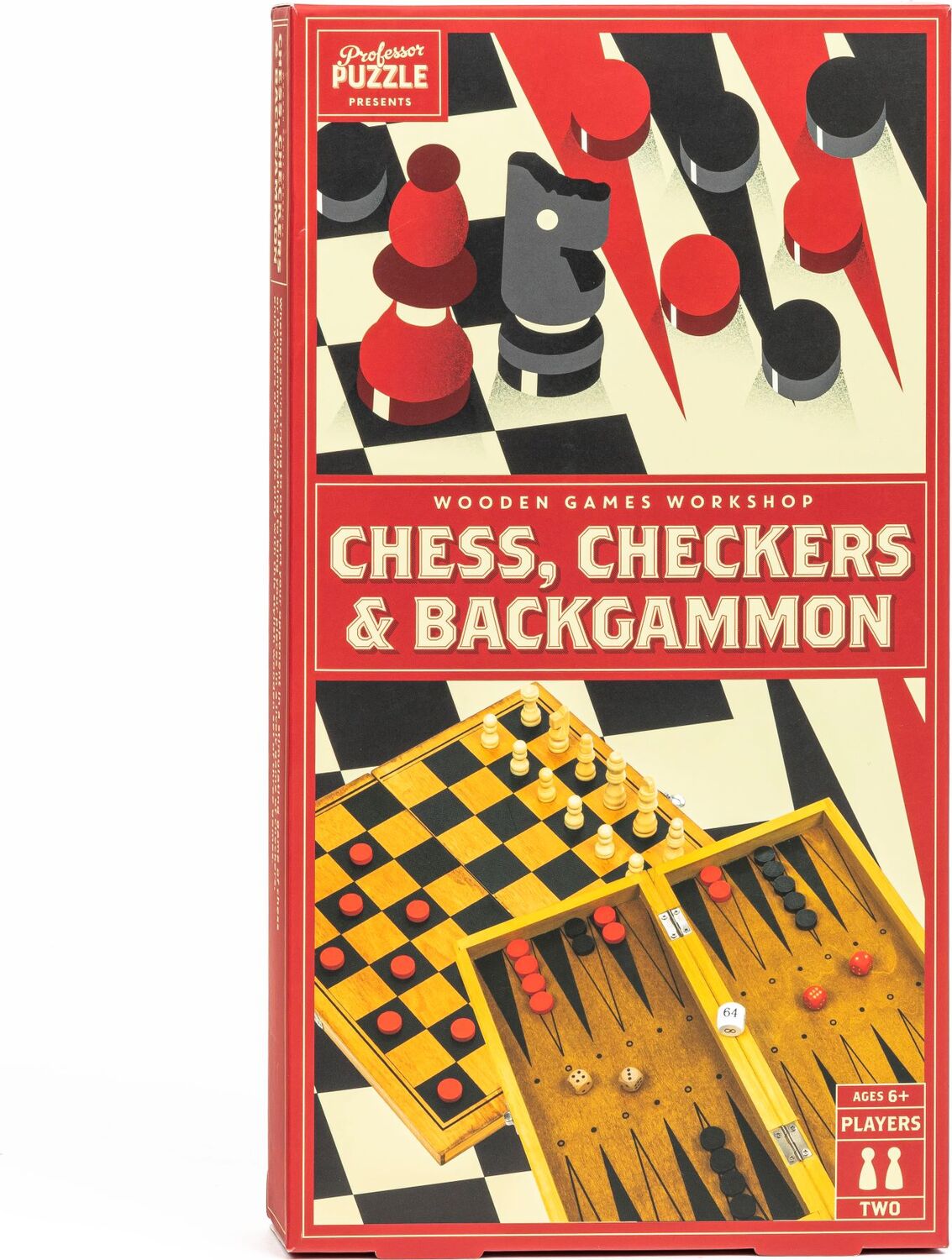 Chess, Checkers and Backgammon Games Set of 3