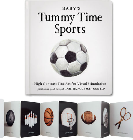 Baby's Tummy Time Sports: High-Contrast Fine Art for Visual Stimulation