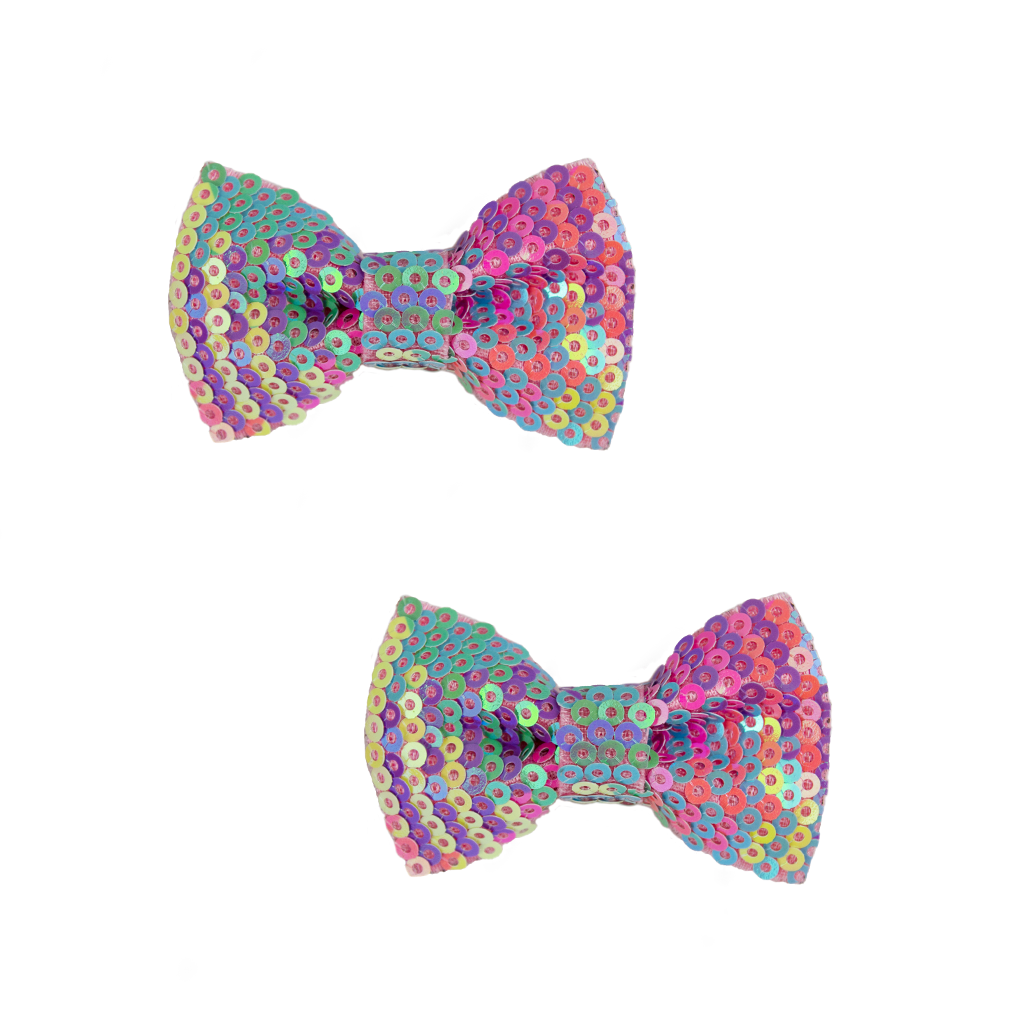 Rainbow Sequins Bows Hair Clips