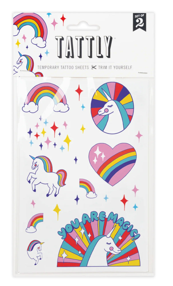 Rainbow Unicorns Tattoo Sheet