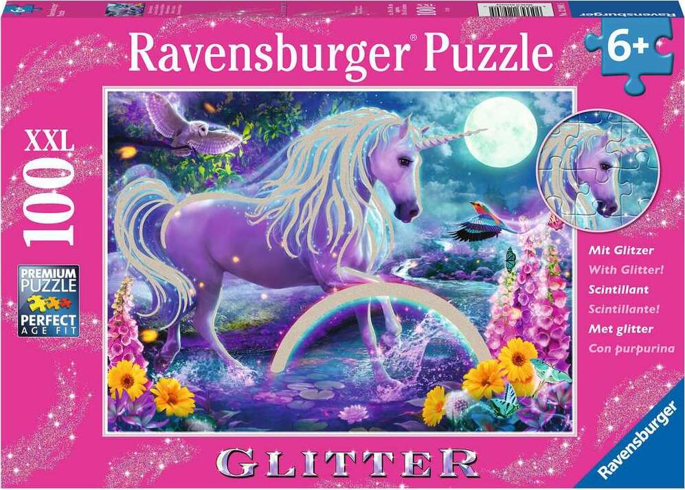 100 Piece Puzzle, Glitter Unicorn