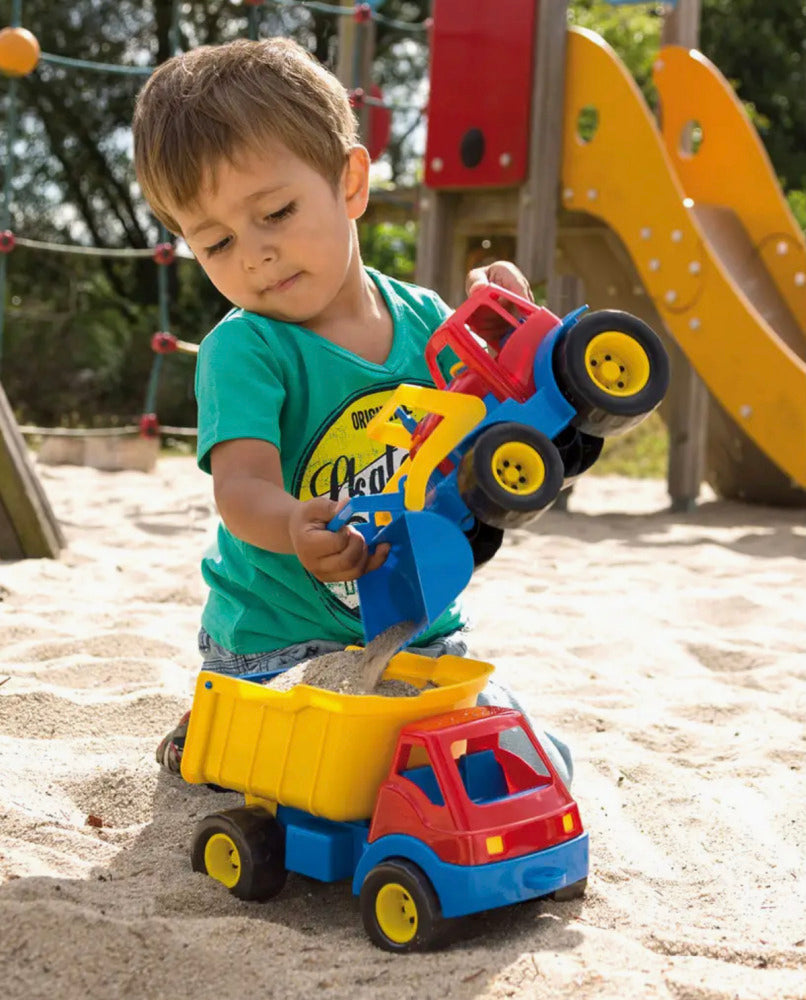 Tractor with Scoop and Rubber Wheels