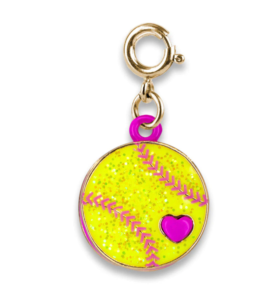 Gold Glitter Softball Charm