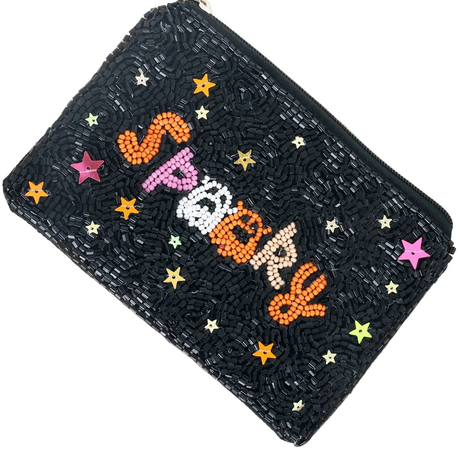 Spooky Ghost Halloween Beaded Coin Bag