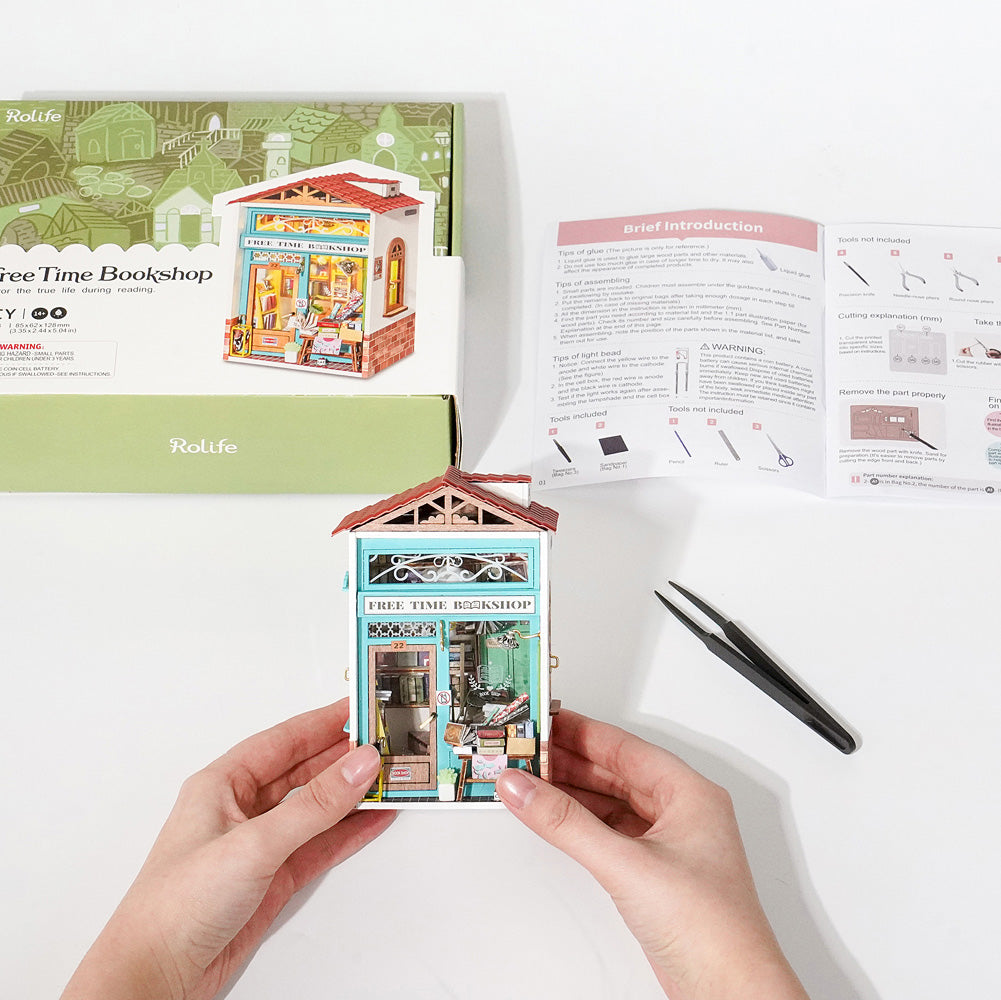 DIY Miniature House Kit: Free Time Bookshop