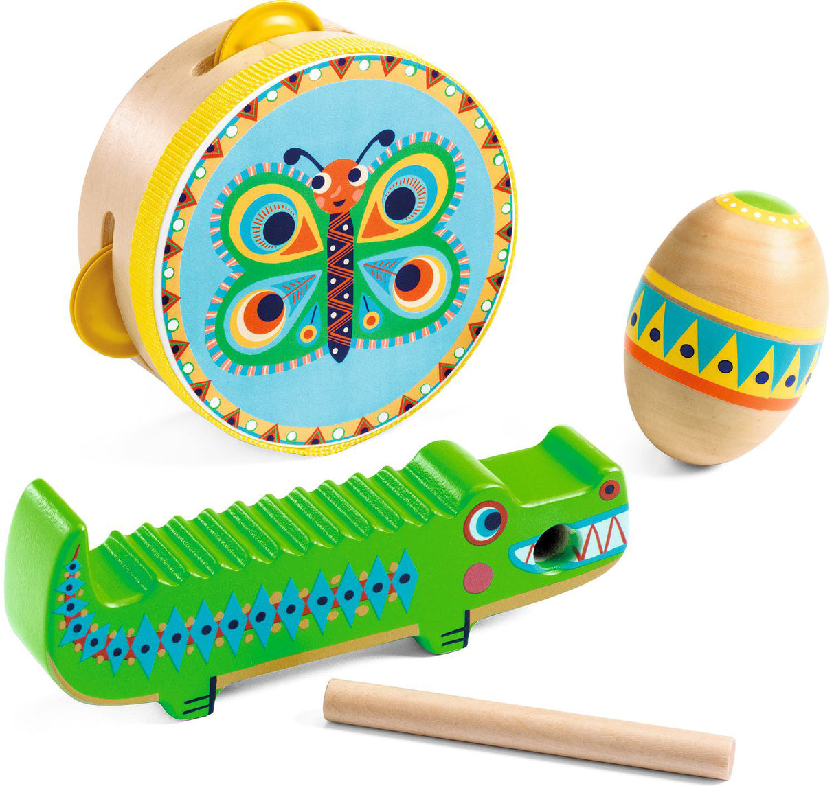 Animambo - 3 Piece Music Set - Guiro, Maracas, Tambourine