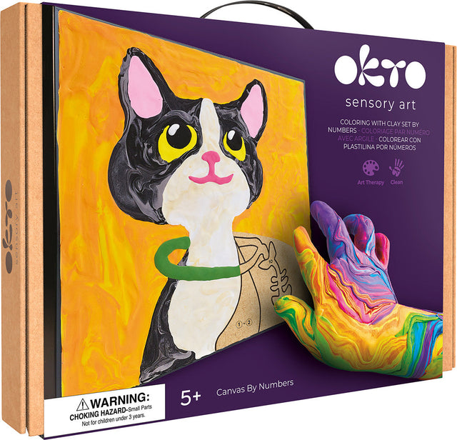 OKTO Sensory Art Coloring with Clay Set by Numbers Cat