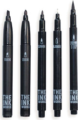 The Ink Works 5 Black Markers Assorted Sizes