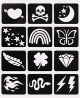 Metallic Tattoo Flair 10 Tattoo Markers + 12 Stencils