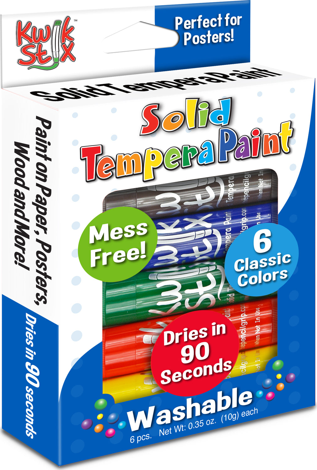 Kwikstix Tempera Paint  6 Classic Colors