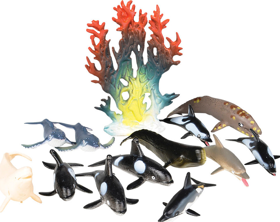 Set of 12 Dolphins and Whales in a Mesh Bag Toy Network